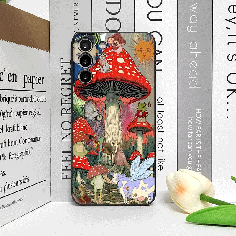 Cartoon Mushroom Collage Art Phone Case - Soft Cover s