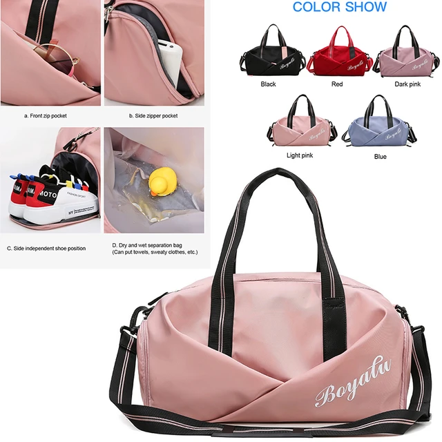 Bolso De gimnasio para mujer, bolsa deportiva para entrenamiento, zapatos  De viaje, esterilla De Yoga seca y húmeda - AliExpress