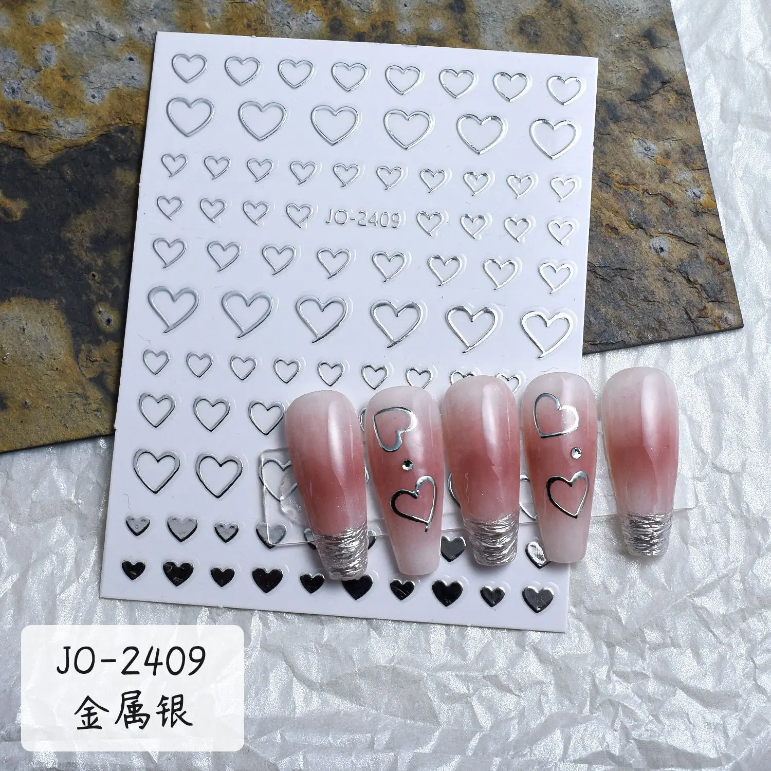 3D Metal Mirror Star Nail Art Sticker Heart Star Moon Adhesive Decal French Stripe Line Manicure Slider 6Pcs/set nail stickers