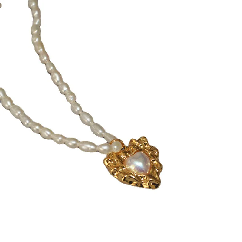 Freshwater Pearl Chocker Vintage Style Love Heart Charm Women Necklace