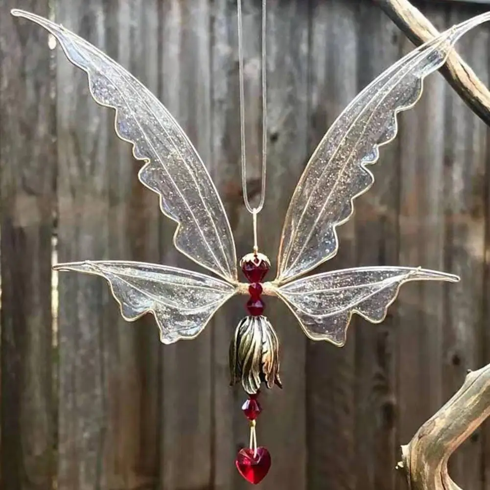 Fairy Butterfly Angel Suncatcher Creative Wind Chime Epoxy Fairy Butterfly Angel Windbell Hanging Pendant Garden