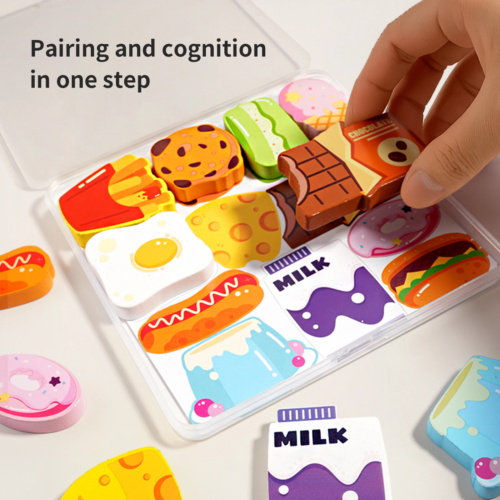 New Wooden 3D Chunky Puzzles Set, Animals/Dinosaur/Food STEM Early Education Toy Montessori Preschool Building Blocks for Kids