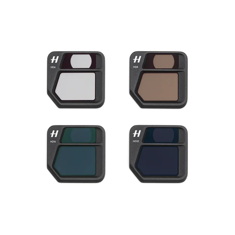 Vue rapprochée des filtres ND pour DJI Mini 3 Pro, avec marquages ND4 à ND32, contrôle de la lumière.