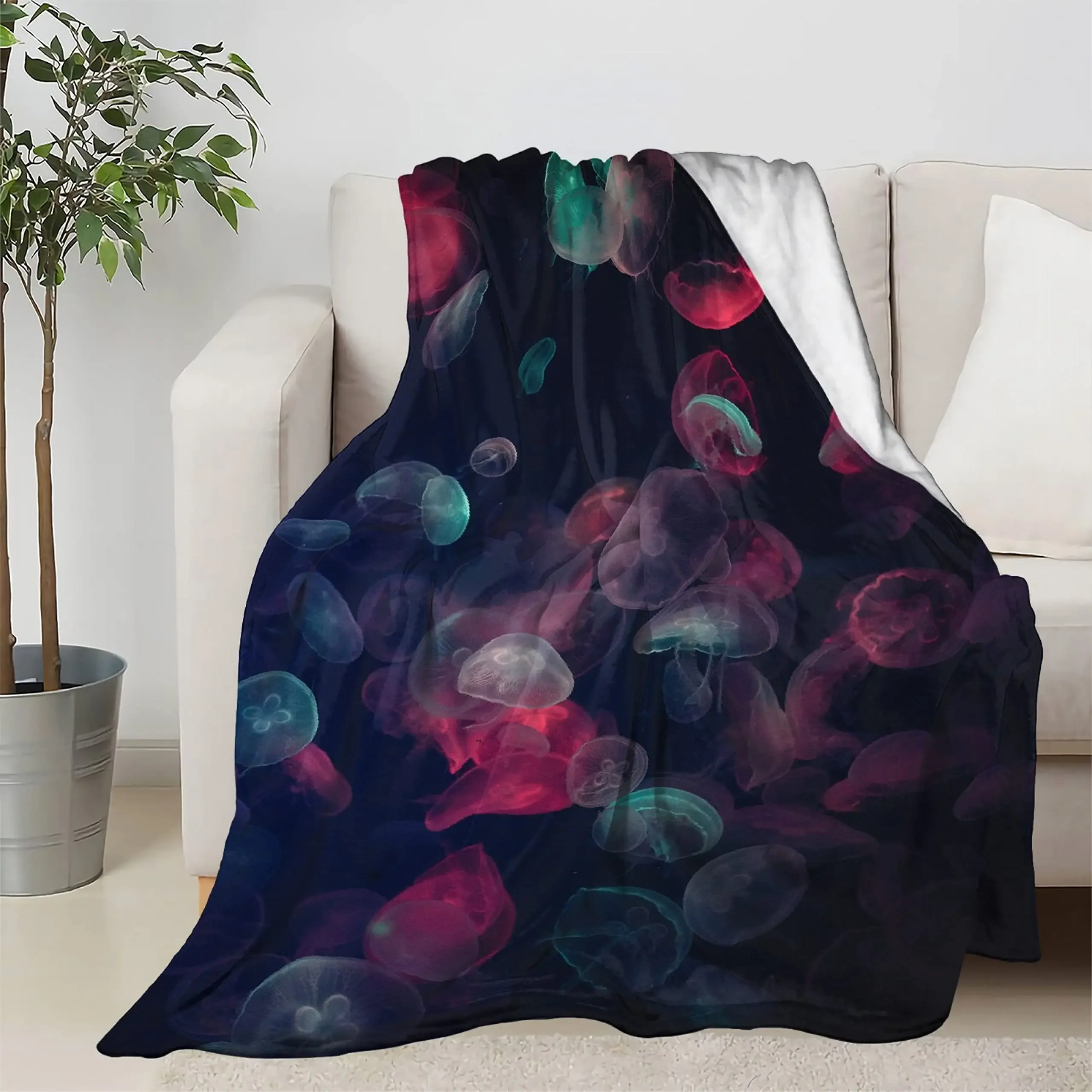 Undersea Blanket,Magic Glowing Jellyfish Underwater Blanket Soft Warm Blankets for Bed Couch Sofa Lightweight Travelling Camping 5