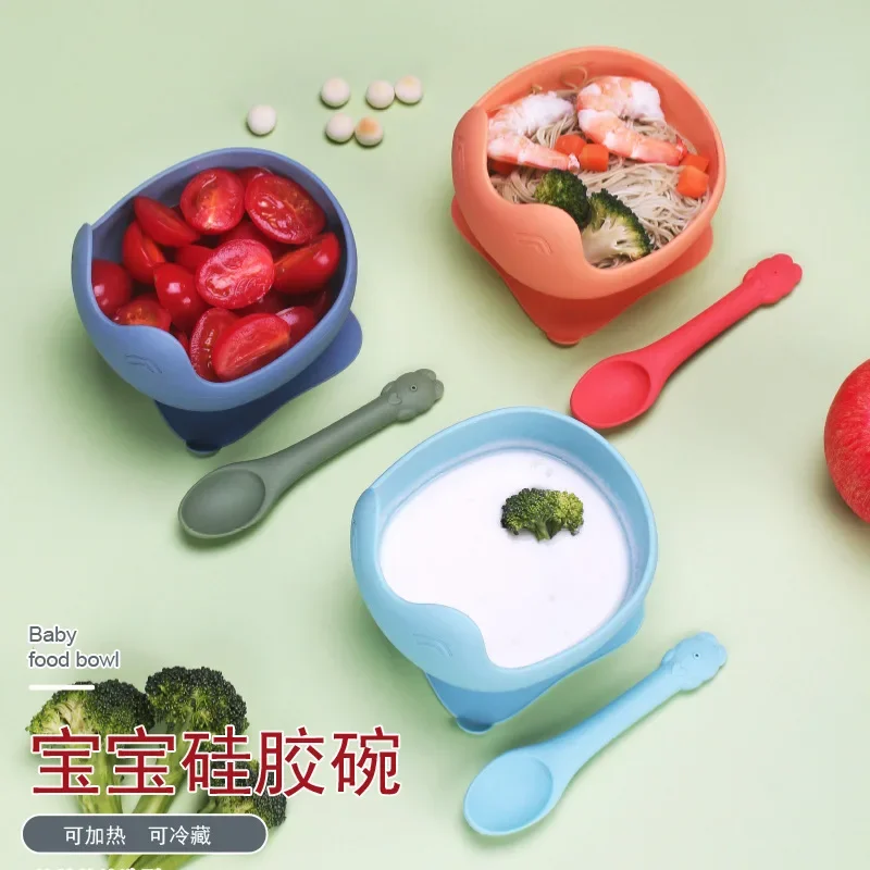

Чаша для детского питания, набор ложек, силиконовая чаша с присоской для обучения еде, Детская обеденная тарелка