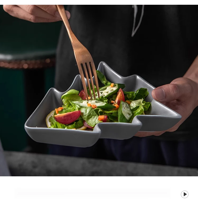 Christmas tree plate Nordic shaped small luxury matte glazed plate Breakfast tableware Western food plate Creative_voghion.com