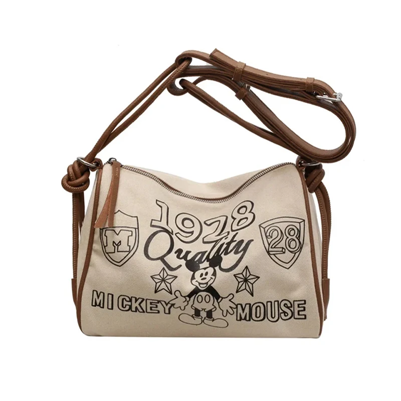 

Холщовая Сумка через плечо Disney для женщин, дизайнерская роскошная сумка для девушек с Микки Маусом, с боковым ремнем через плечо, с милым мультяшным принтом для студентов колледжа