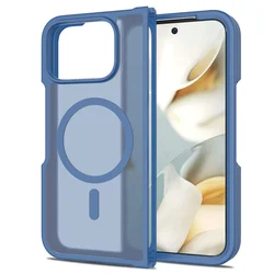 Matte Translucent Magnetic Phone Case with Wireless Charging Protection for Pixel 9 Pro Fold (Blue)
