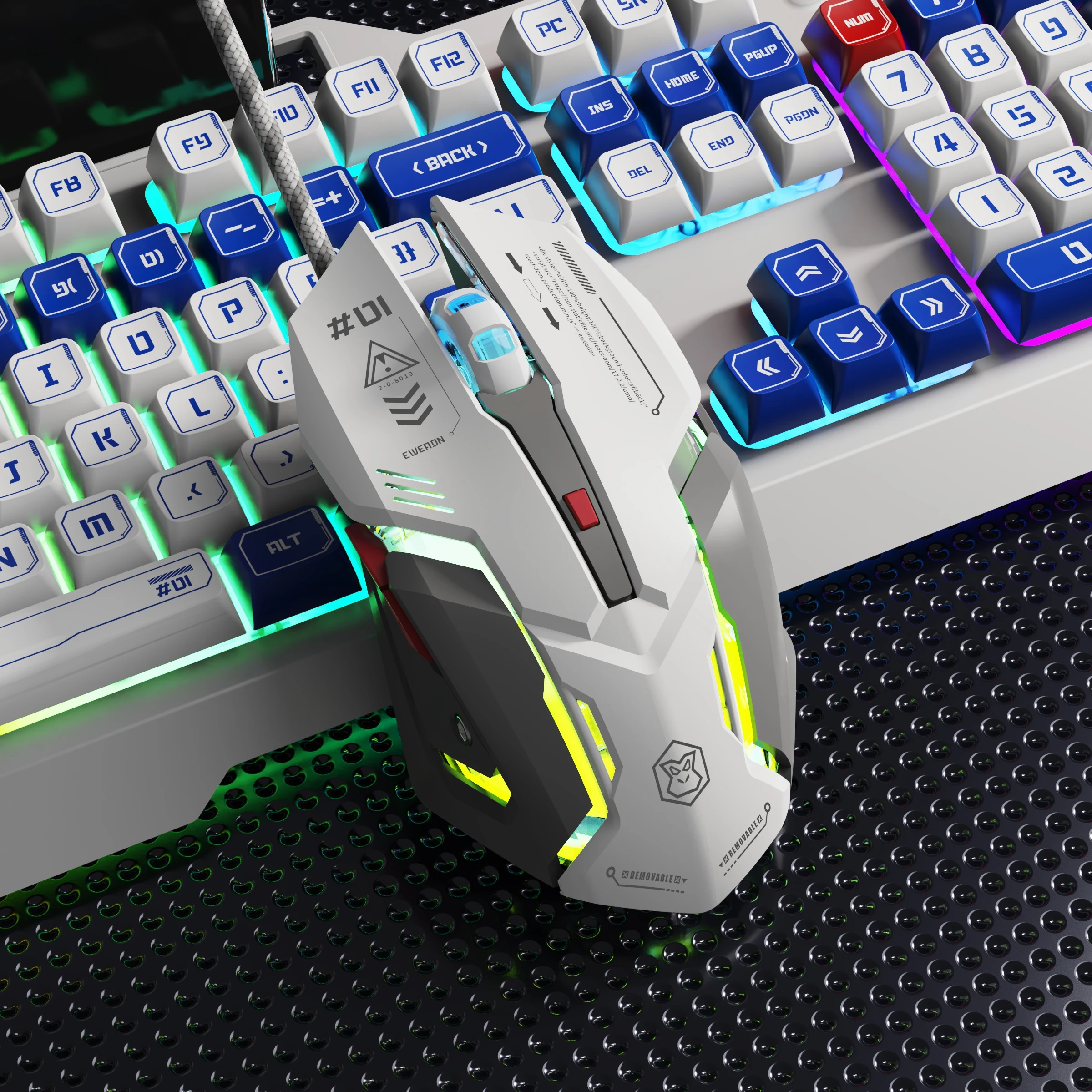 EWEADN G10 Silent Wired Gaming Mouse, Macro Programmable, Ergonomic, for Gaming & Office, Desktop/Laptop/Tablet, Quiet Operation
