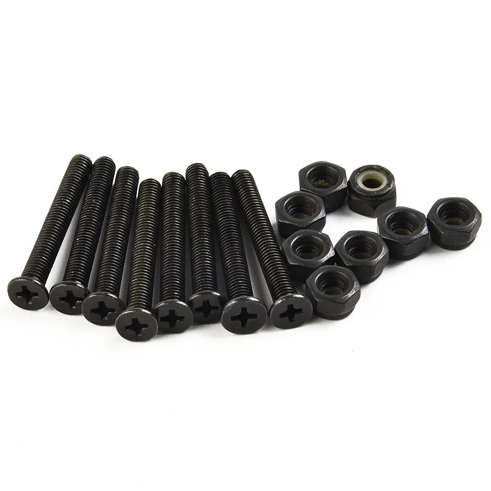 10mm Gasket Riser Pads 40mm Bolts For Skateboard Longboard Double Rocker Rubber Pads Metal Bolts 1Set 8 Screws 2 Spacers 16Pcs