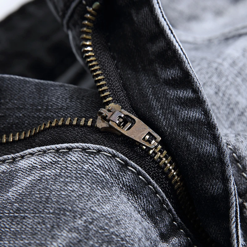 New Men Grey Ripped Skinny Jeans Hip Hop Swag Denim Scratched Biker Jeans Joggers Pants Famous Brand Designer Men Trousers