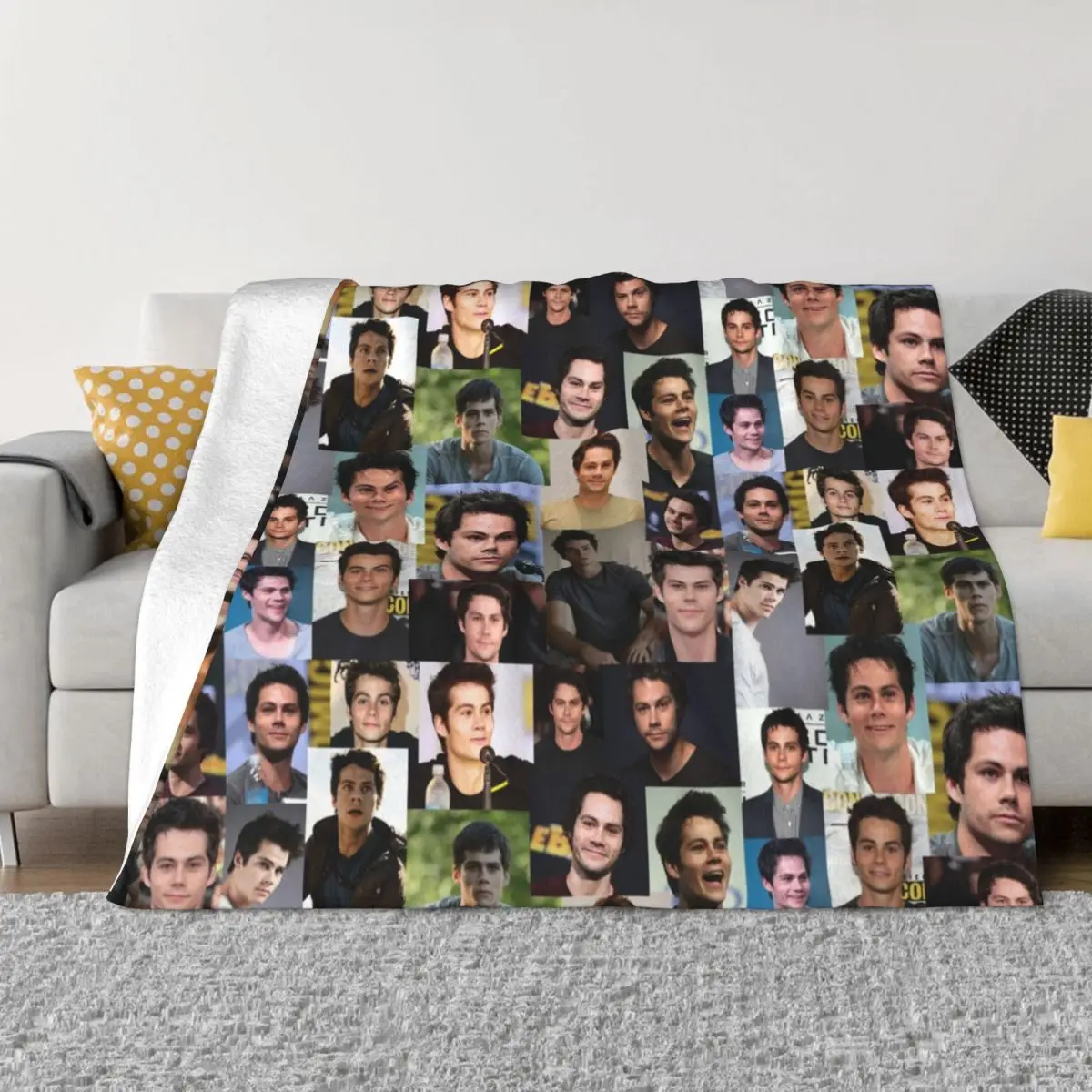 

Dylan O'Brien Collage Blankets Fleece All Season Teen Wolf Stiles Portable Super Warm Throw Blankets for Home Bedroom Quilt