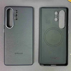 Premium Luxury Leather Cover with Wireless Charging - S25 UItra (Midnight Blue)