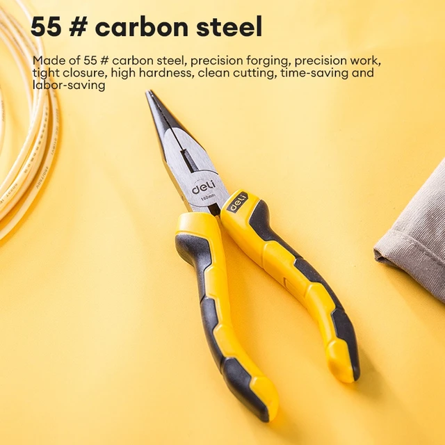 Long Flat Nose Pliers with Dual-Component Synthetic Handle