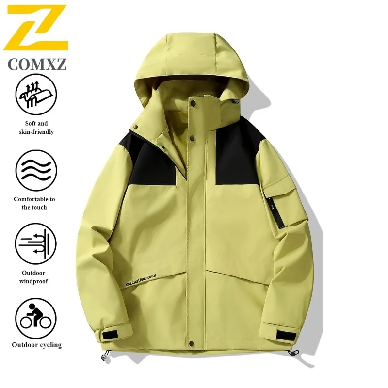 COMXZ Windbreaker Jacket Men Women Waterproof Thermal Detachable Outdoor Hiking Coat Anti-Scratch Spring Autumn  Travel Jacket