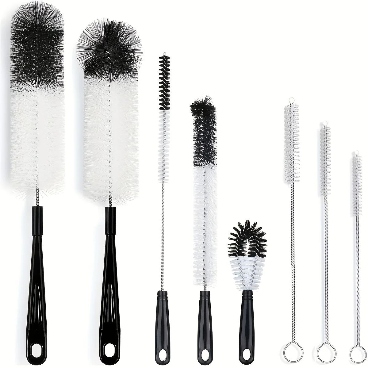 8-teiliges Flaschen-Reinigungsbürsten-Set, geeignet für Glas/Wasserbecher/Thermoskanne/Shaker/Wasserkocher/Flaschenverschlussbürste/Strohhalmbürste