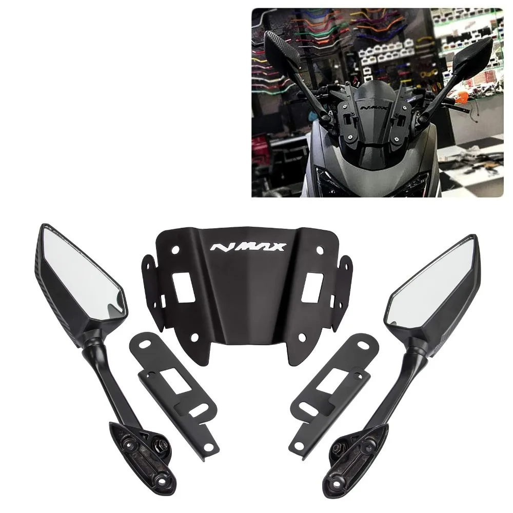

Motorcycle Rear Side Mirror with Adapter Fixed Stent Holder For YAMAHA N-MAX 155 125 150 2015-2019
