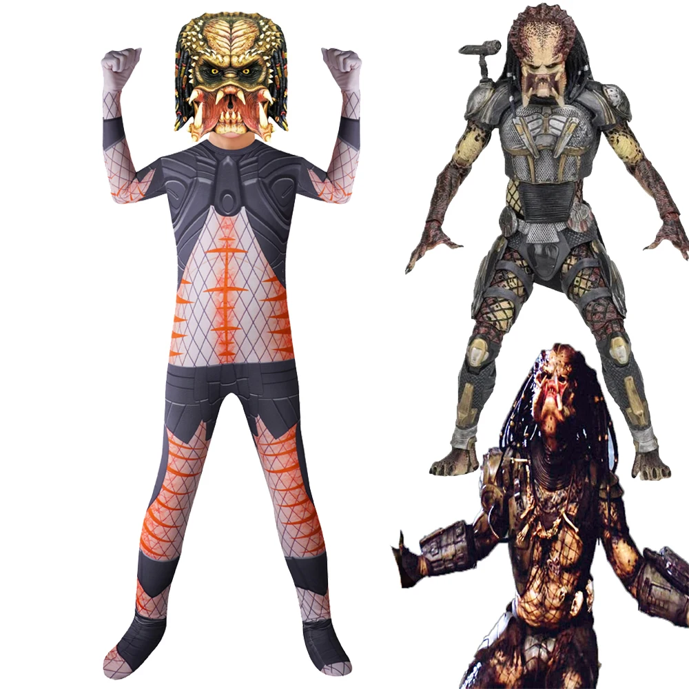 Gesikai Mens Boys The Predator Cosplay Halloween Costumes Spandex Zentai Suit Bodysuit Jumpsuit for Adults Kids