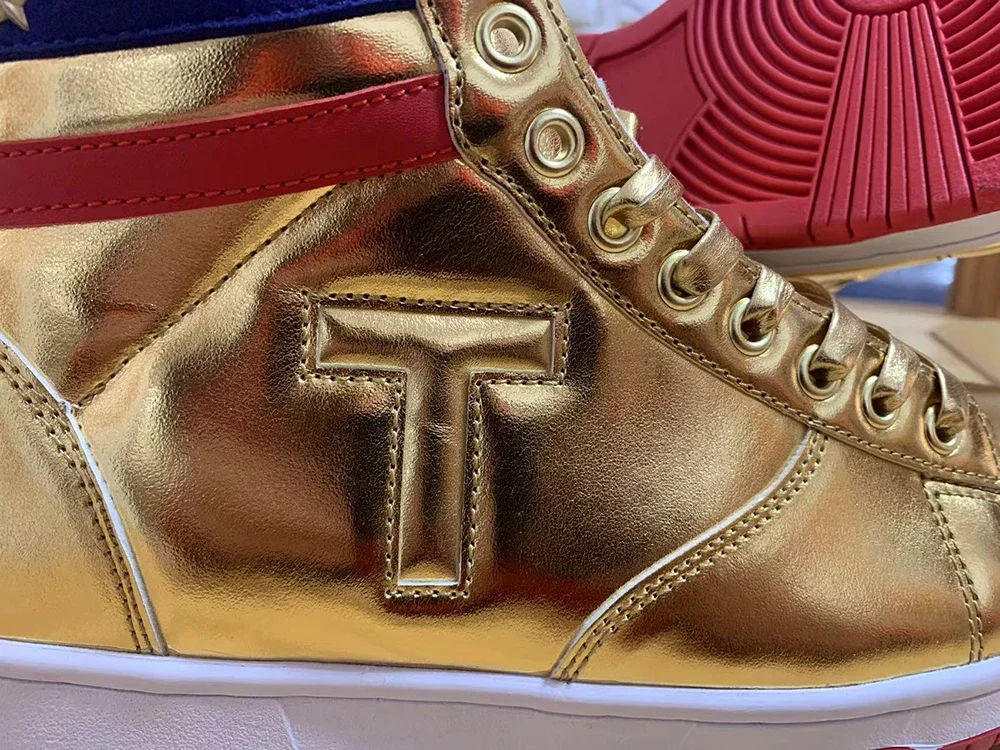 MAGA Trump Sneakers Never Surrender Pro Trump Distressed High top Gold Sneakers Gym Shoes Men's Casual Boots Road Sneakers