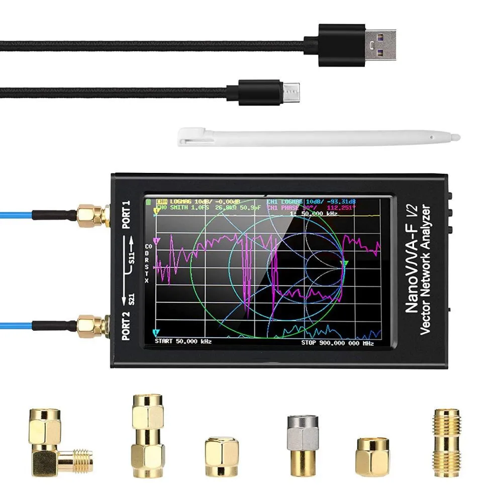 

Векторный анализатор сети NanoVNA-F V2, 3 ГГц, 4,3 дюйма, с сенсорным экраном, антенна, анализатор короткой волны HF VHF UHF