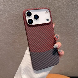 Ultra Slim Carbon Fibre Hard PC Case with Color - Blocking Full Frame Bumper Cover - iPhone 15 Plus (PJ HongW)