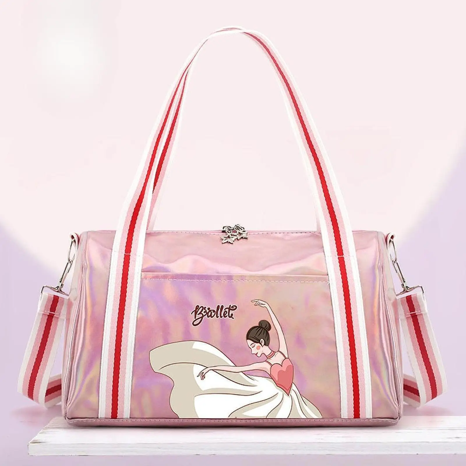 Girl Dance Ballet Bag Kids Handbag Shoulder Bag Multipurpose Portable Duffle Bag for Sports Overnight Workout Airplane Gym 3