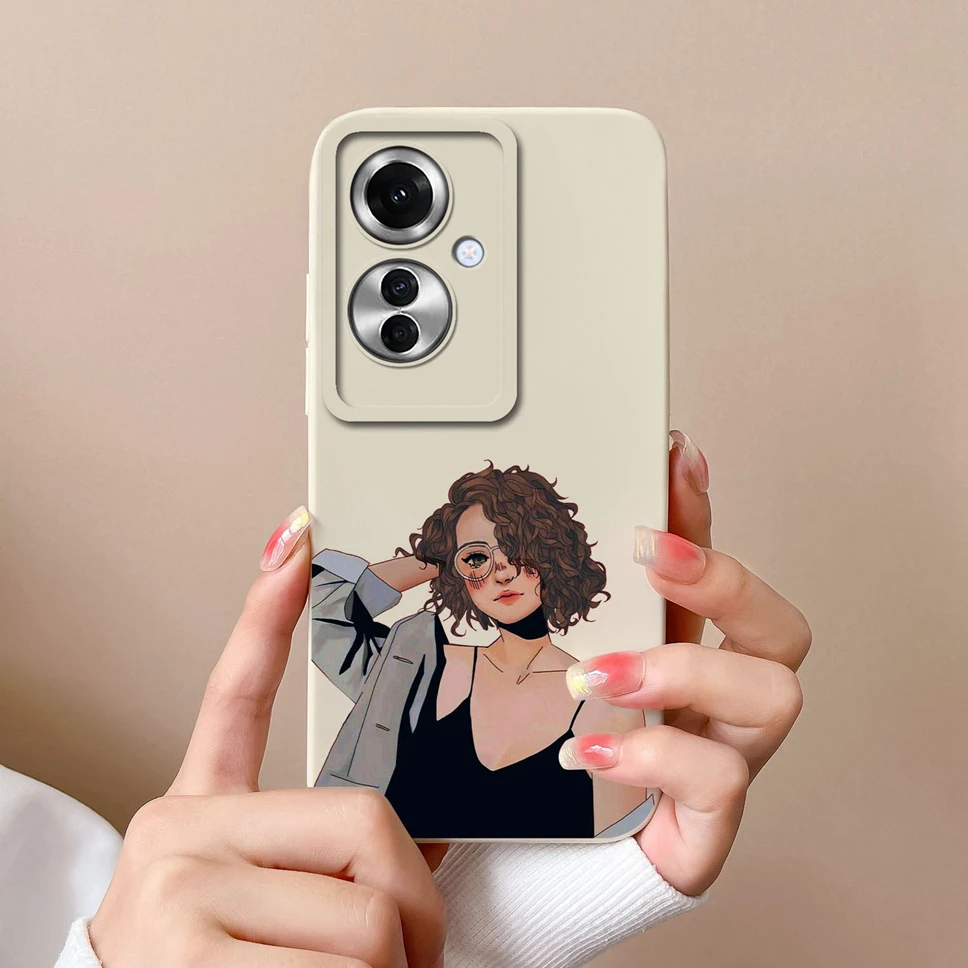 Stylish Cute Girl Shockproof Liquid Phone Cover - Smooth and Fashionable Design