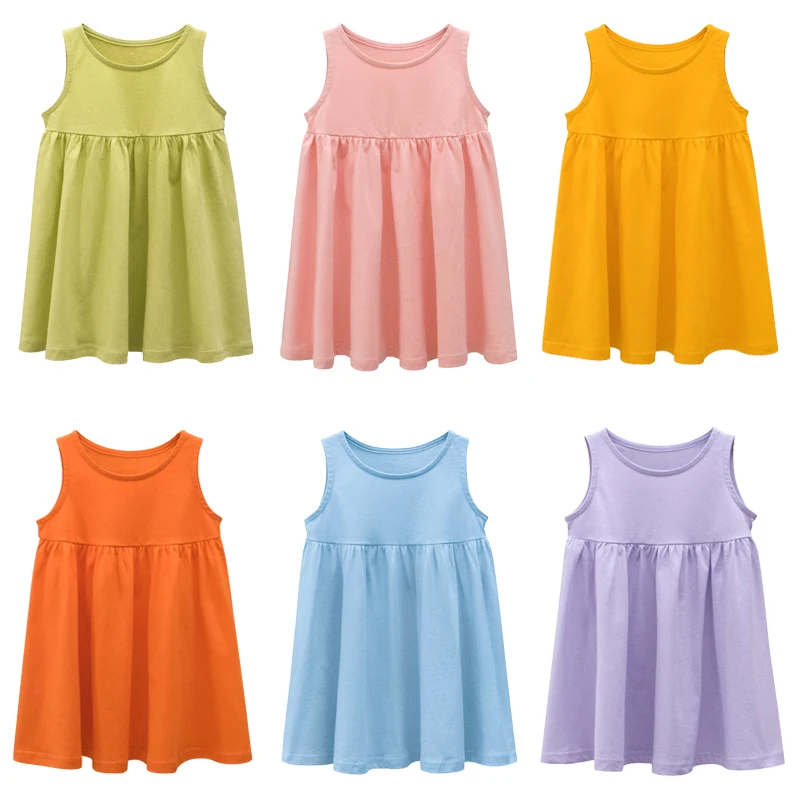 

Girls Summer Casual Dress Solid Suspender Sundress Cute Sleeveless Vest Clothes 2-7T Kids Princess Birthday Party Gift Costume