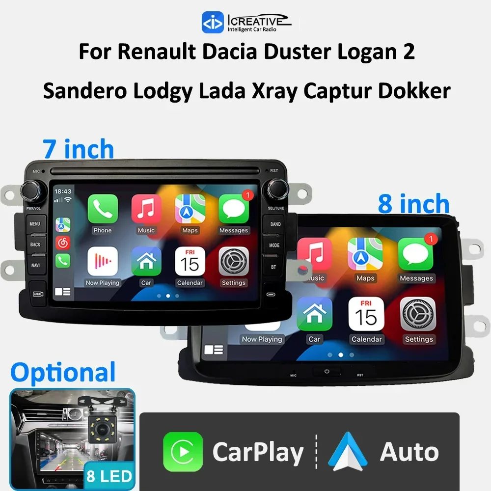 

Android Autoradio For Renault Dacia Duster Logan Sandero Lodgy Car Radio Multimedia CarPlay BT 7 8 Inch Touch Screen DVD Player