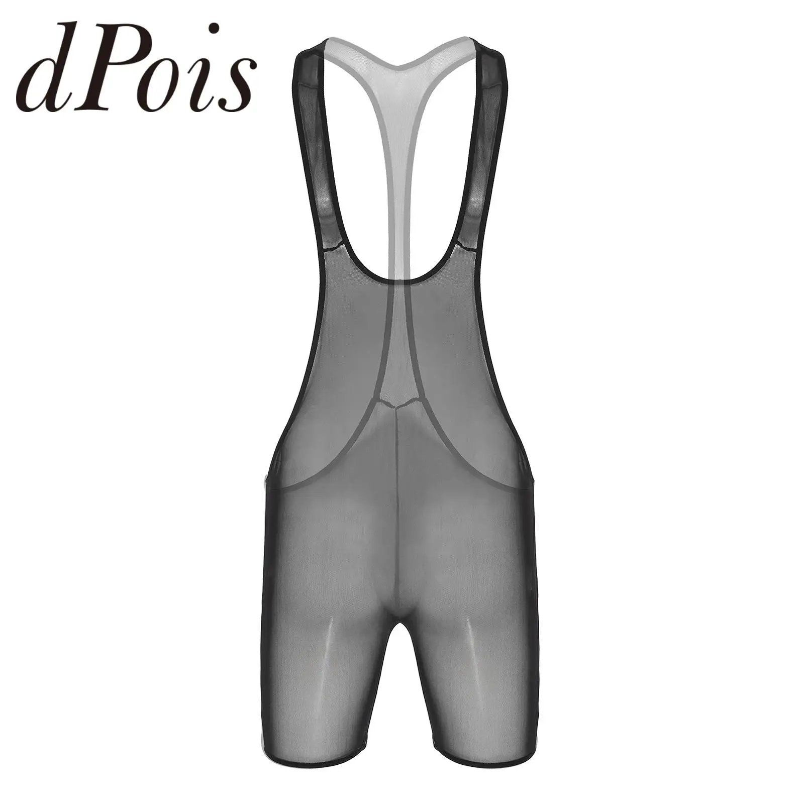 Male Swim Rash Guard Mens Swimwear See-Through Mesh Deep U Neck Bodysuit Wrestling Singlet Nightwear