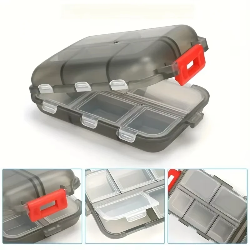 Double-layer small pill box Portable pill box Transparent 10-cell sealed medicine storage camping equipment survival kit