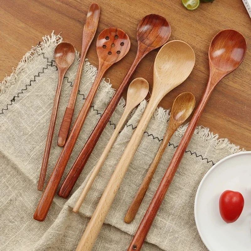 Set 5 Cucchiai Legno Stile Giapponese - 22.5cm Per Cucina E Tavola - Foto 3