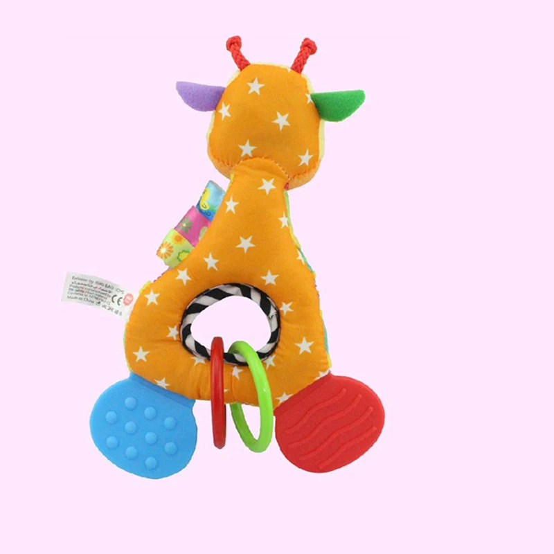 Baby animal hand-held rattle bite glue grasp training soothing plush toy baby toys baby rattle toys plush rattle toy