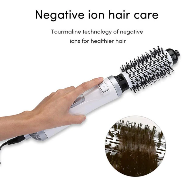 EU Plug Electric Hairdryer Brush 800-1000W Hot Hair Dryer Curler 360 Degree  Rotatable Anti-scald Styler with Replacement Heads - AliExpress