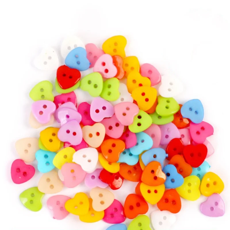 100개 믹스 스타일 공예 버튼, 바느질 버튼, 원형, 하트, 별, 꽃 모양, 수제, 두 구멍 버튼, DIY 공예, 그림 장