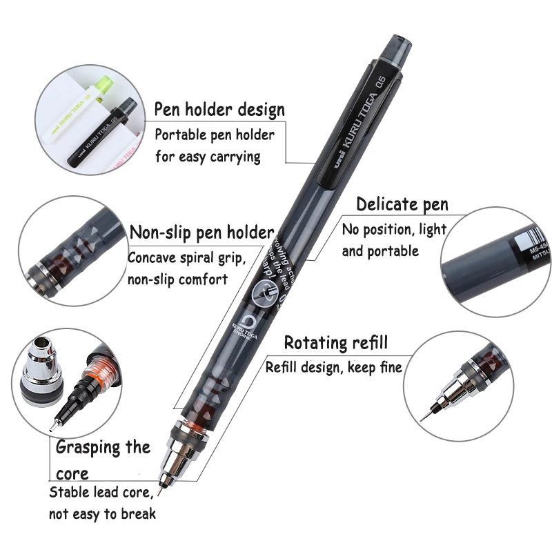 Japan Uni M5-450T Mechanical Pencil KURU TOGA 0.5MM Lead Core Automatic Rotary Pencil For School Office Writing Stationey Tools 3