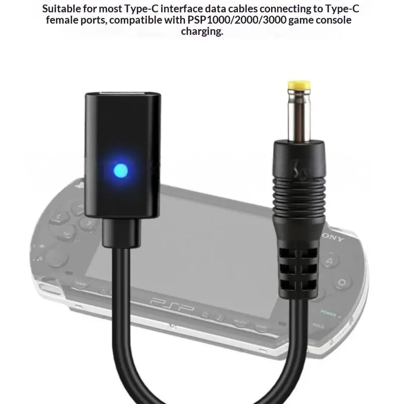 핫세일-1/5개입 타입 C LED 변환 케이블 USB C 케이블 PSP1000 2000 3000 컨트롤러 충전 어댑터 게임 콘솔 전원 케이블