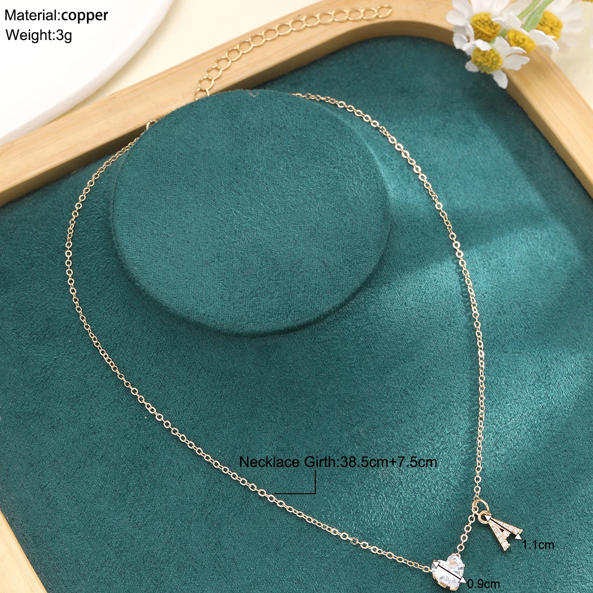 Fashion Zircon Heart Letter Initial Necklace for Women Sparkly Gold Color Chunky A-Z Pendant Neckalces Chain Custom Jewelry Gift