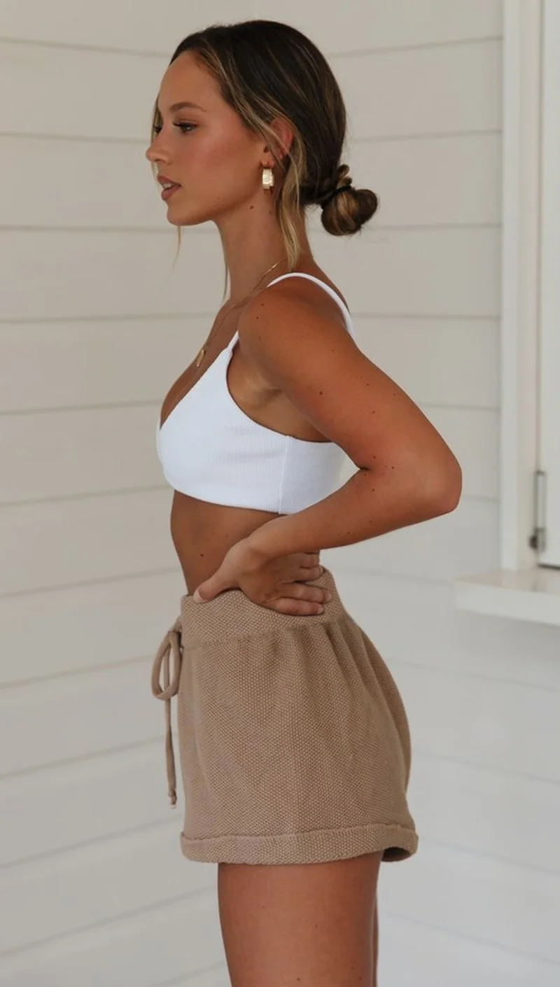 Summer Female Loose Solid Color Drawsting Short All-Match New Hotpants 2023 New Women High Waist Tie Belt Coffee Shorts Bottoms