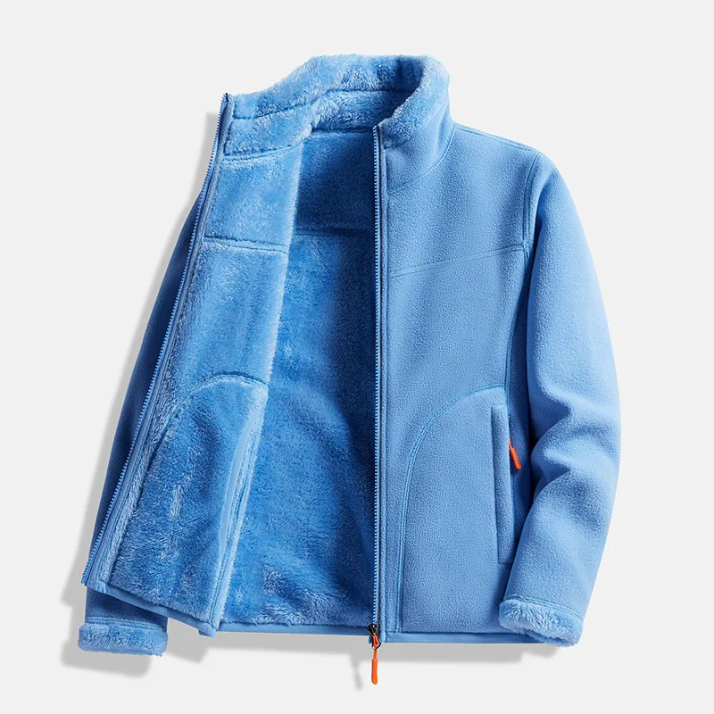 남녀공용 야외 가디건 플리스 재킷, 두꺼운 산호 플리스 재킷