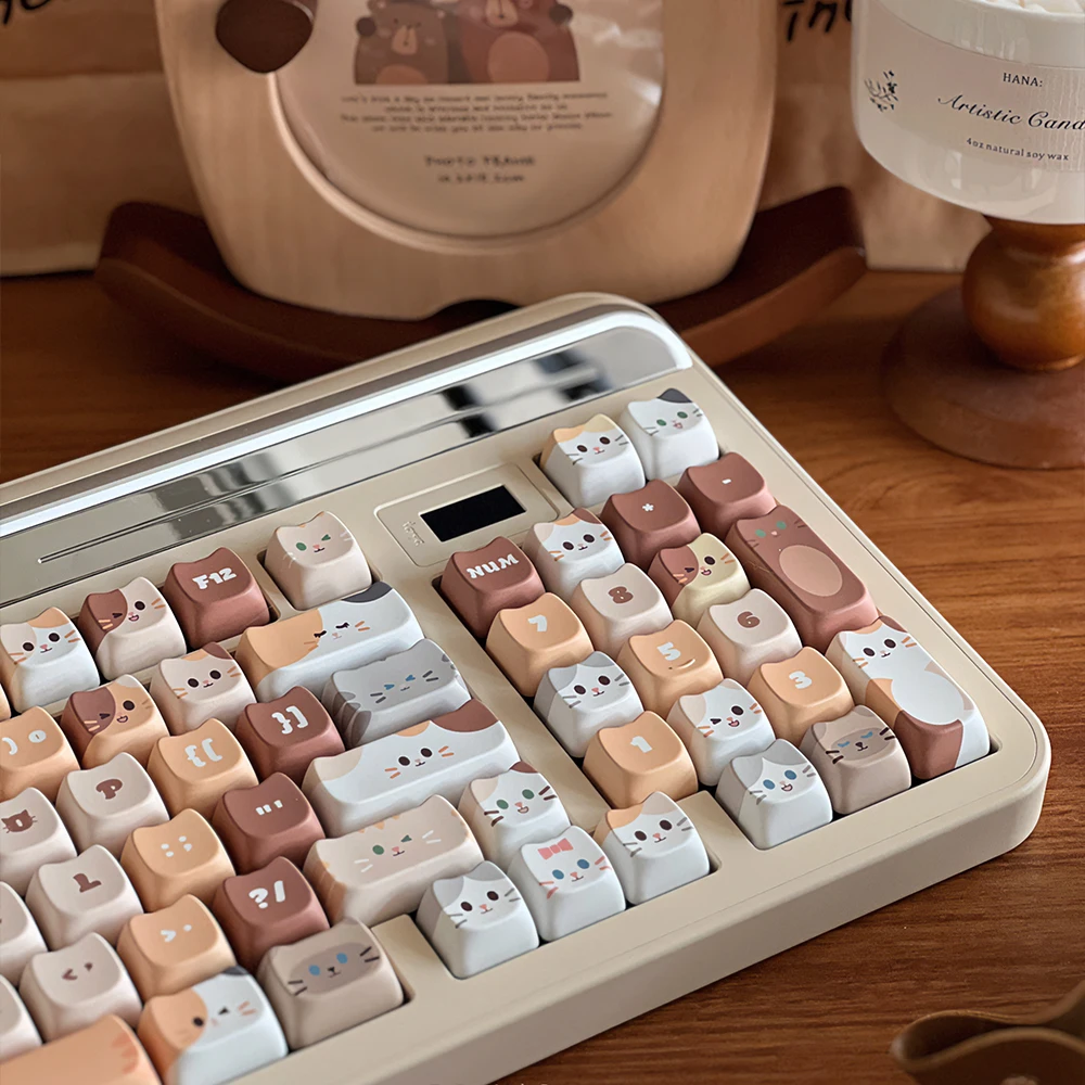 Teclado Mecânico Bonito Keycaps Cat Head Mao Perfil Pbt Key Cap Dye Sublimation mx Acessórios - Imagem 5