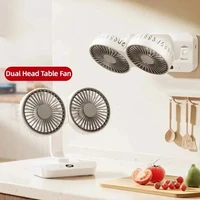 New Double Head Desktop Fan 4-Gears Wind Fast Cooling Digital Display 8000mAh Household Adjustable Direction Shaking Head Fan 1