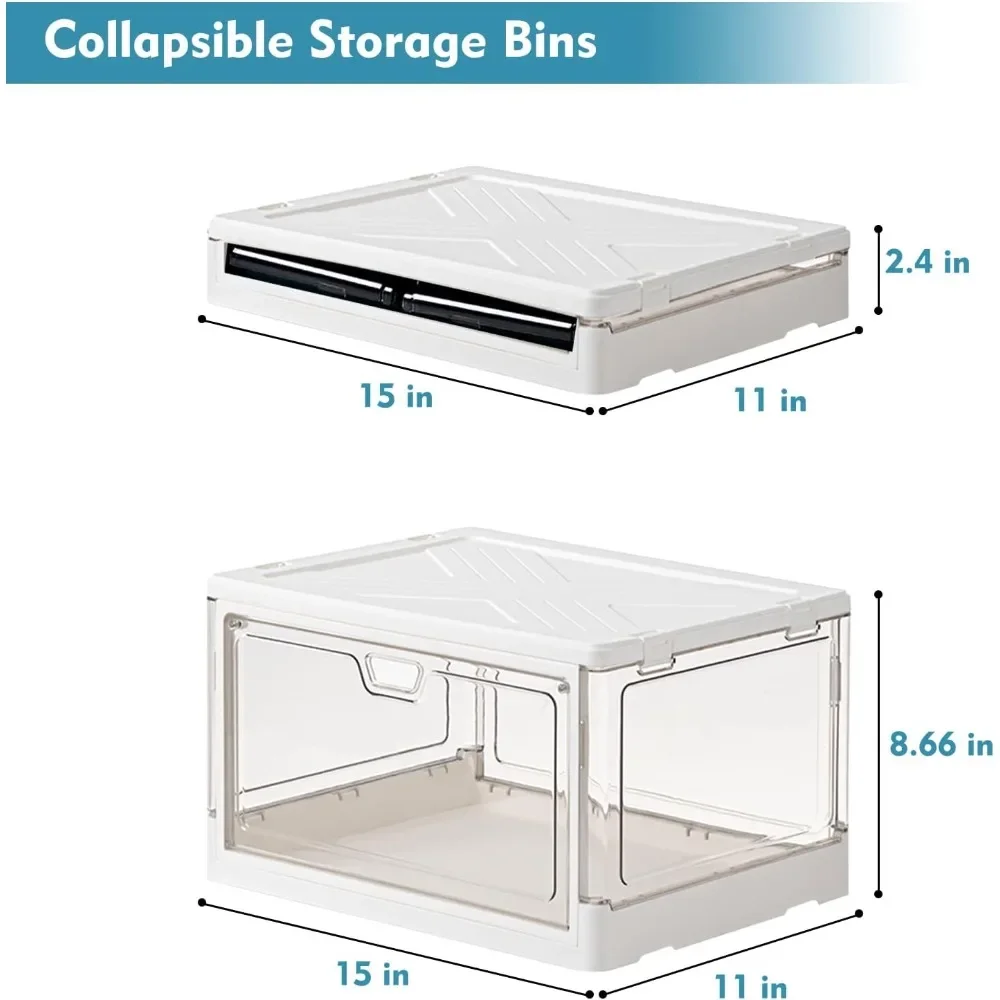 4 Tier Plastic Storage Bins 23QT, Stackable Storage Containers