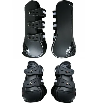 4 Pcs Horse Leg Boots Adjustable Front Hind Leg Tendon Protect Equestrian PU Shell and High-Quality Neoprene