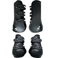 4 Pcs Horse Leg Boots Adjustable Front Hind Leg Tendon Protect Equestrian PU Shell and High-Quality Neoprene 1