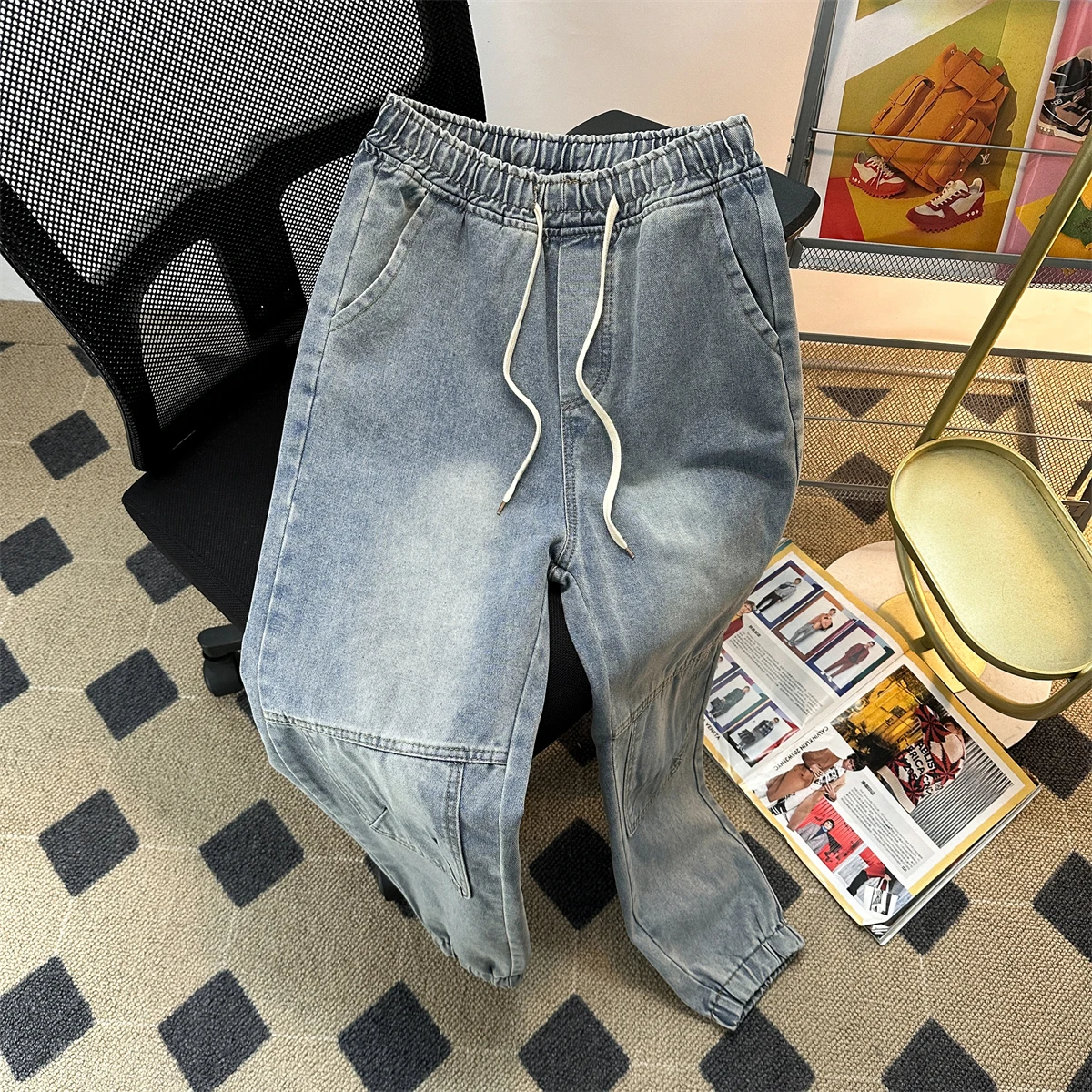 

New Arrival Men's Jean Pants National Tide Retro Straight Wide-Leg Jeans Loose Casual High Street Denim Pants Male W332