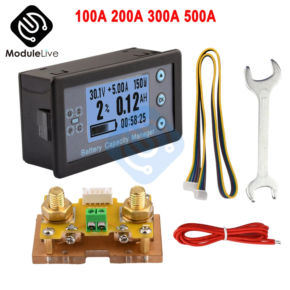 

Va9210 Coulomb Meter Electric Car Touring Car Battery Level Indicator Voltmeter Amperemeter 12 24V Capacity Detector 8-100V 500A