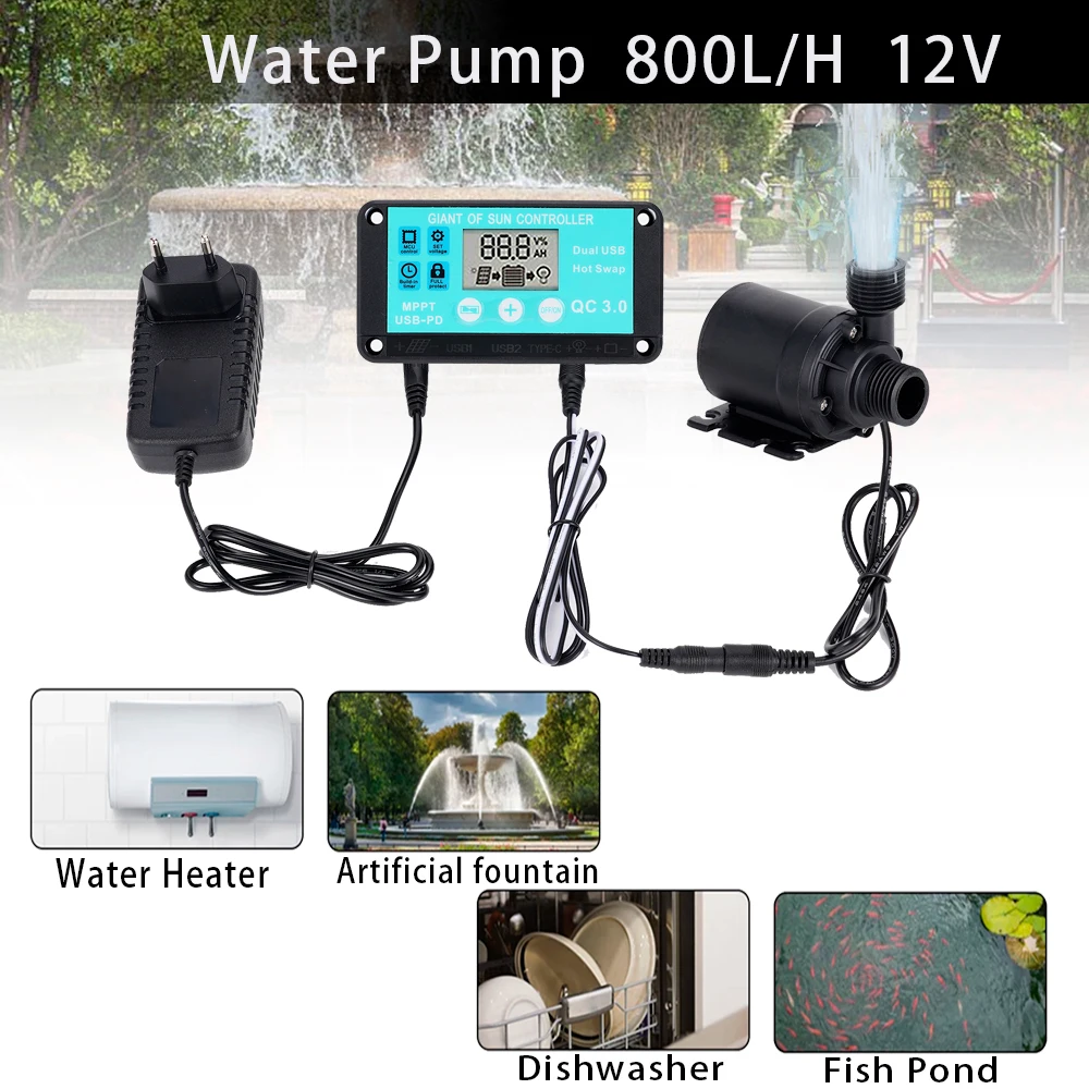 

Brushless DC Pump With Adjustable Timing Controller Pump For Garden Pool Fish Tank Aquarium Water Circulation Oxygen Supply