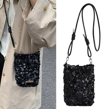 Mini Sequins Shoulder Bags for Women 2026 Designer New Evening Party Bling Bling Crossbody Bag Handbags and Purses