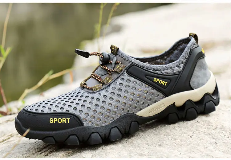 Herren Mesh atmungsaktive Wanderschuhe Sommer rutschfeste weiche Sohle Sportschuhe Outdoor verschleißfeste stoßdämpfende Laufschuhe – Detail 29